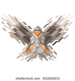 Abstract vector isolated illustration. Polygonal bird in low poly style of geometric shapes. 10 EPS