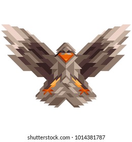 Abstract vector isolated illustration. Polygonal bird in low poly style of geometric shapes. 10 EPS