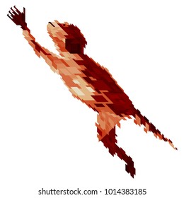Abstract vector isolated illustration. Polygonal monkey in low poly style of geometric shapes. 10 EPS