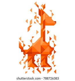 Abstract vector isolated illustration. Polygonal giraffe in low poly style of geometric shapes. 10 EPS