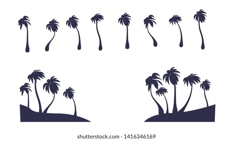 Abstract Vector Isolated Palm Silhouette. Tropic Tree Clipart.