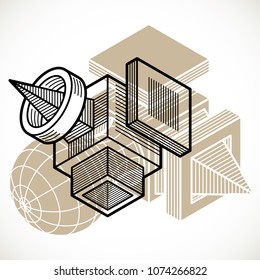 Abstract vector isometric dimensional shape made using geometric figures.