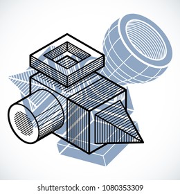 Abstract vector isometric dimensional shape made using geometric figures.