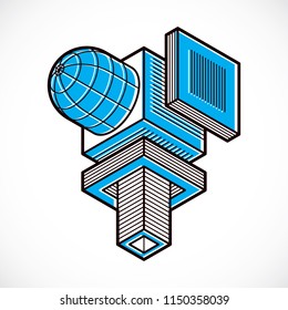 Abstract vector isometric dimensional shape made using geometric figures.