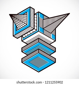 Abstract vector isometric dimensional shape made using geometric figures.