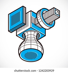 Abstract vector isometric dimensional shape made using geometric figures.