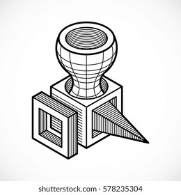 Abstract vector, isometric dimensional shape.