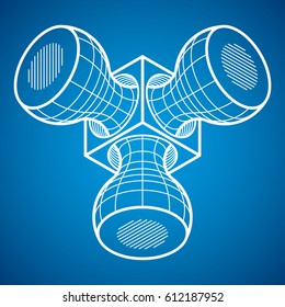 Abstract vector isometric dimensional shape made using geometric figures.