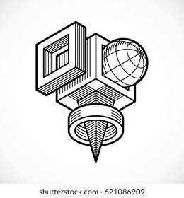 Abstract vector, isometric dimensional shape.