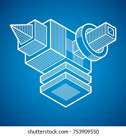 Abstract vector isometric dimensional shape made using geometric figures.