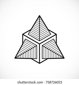 Abstract vector isometric dimensional shape made using geometric figures.