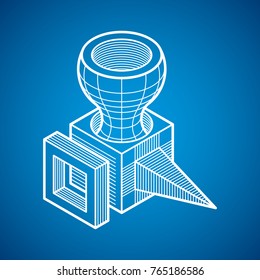 Abstract vector isometric dimensional shape made using geometric figures.
