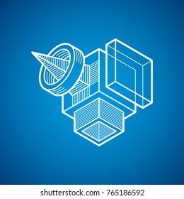 Abstract vector isometric dimensional shape made using geometric figures.