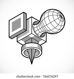 Abstract vector isometric dimensional shape made using geometric figures.