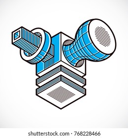 Abstract vector isometric dimensional shape made using geometric figures.