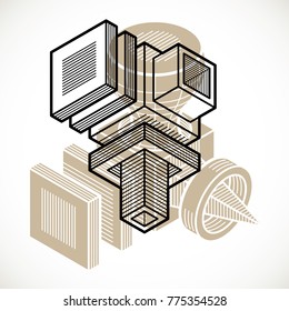 Abstract vector isometric dimensional shape made using geometric figures.