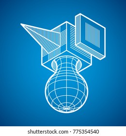 Abstract vector isometric dimensional shape made using geometric figures.