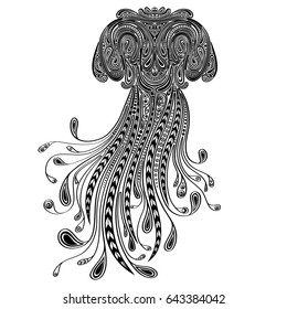 Abstract vector jellyfish of beautiful patterns