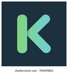 Abstract vector K alphabet letter with gradient and shadow effect