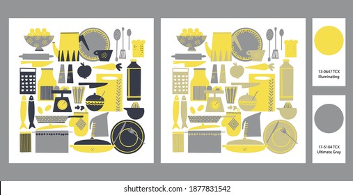 Abstract vector Kitchen set. Scandinavian kitchen