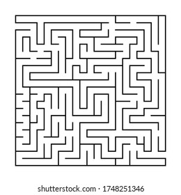 Abstract vector labyrinth for kids and adult on white background. Illustration with black square maze.