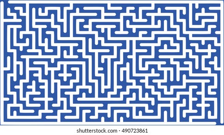 Abstract vector labyrinth of medium complexity against blue