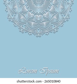 Abstract vector lace design in mono line style with copyspace