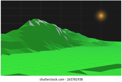 Abstract vector landscape against black background