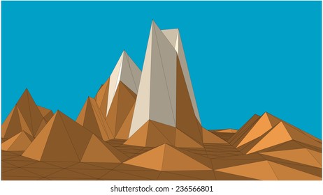Abstract vector landscape against blue background