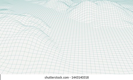 Abstract vector landscape background. Cyberspace grid. Vector illustration. 3d landscape.