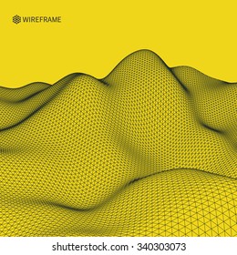 Resumen del fondo del paisaje vectorial. Ciberespacio Grid. Ilustración de vectores de tecnología 3d.
