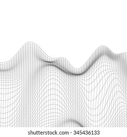Abstract vector landscape background. Cyberspace grid. 3d technology vector illustration.