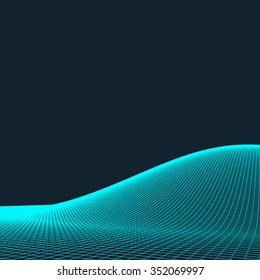 Abstract vector landscape background. Cyberspace grid. 3d technology vector illustration.