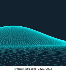 Abstract vector landscape background. Cyberspace grid. 3d technology vector illustration.