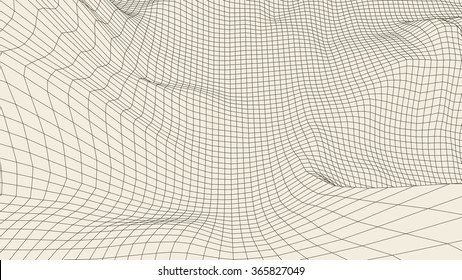 Abstract vector landscape background. Cyberspace grid. 3d technology vector illustration.