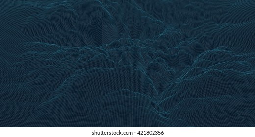 Fondo horizontal del vector abstracto. Ciberespacio. Ilustración vectorial de tecnología 3d.