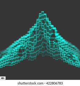 Abstract vector landscape background. Cyberspace grid. 3d technology vector illustration.