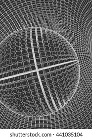 Abstract vector landscape background. Cyberspace grid. 3d technology vector illustration.