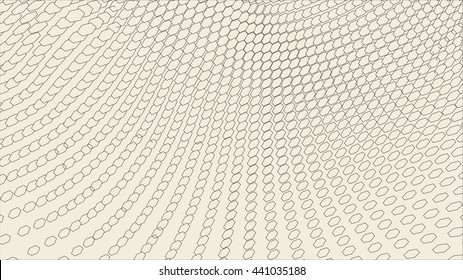 Abstract vector landscape background. Cyberspace grid. 3d technology vector illustration.