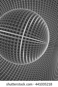 Abstract vector landscape background. Cyberspace grid. 3d technology vector illustration.