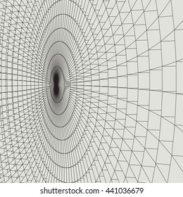 Abstract vector landscape background. Cyberspace grid. 3d technology vector illustration.