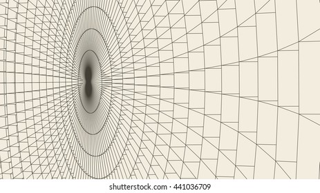 Abstract vector landscape background. Cyberspace grid. 3d technology vector illustration.