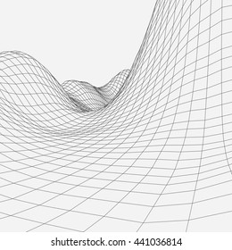 Abstract vector landscape background. Cyberspace grid. 3d technology vector illustration.