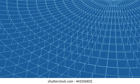 Abstract vector landscape background. Cyberspace grid. 3d technology vector illustration.