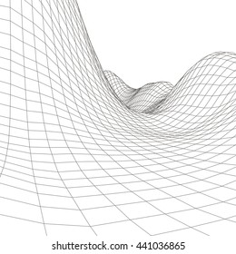 Abstract vector landscape background. Cyberspace grid. 3d technology vector illustration.