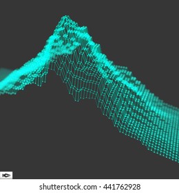 Abstract vector landscape background. Cyberspace grid. 3d technology vector illustration.