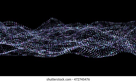 Abstract vector landscape background. Cyberspace grid. 3d technology illustration.