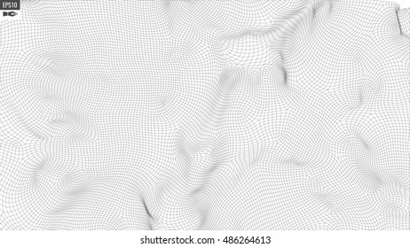 Abstract vector landscape background. Cyberspace grid. 3d technology vector illustration.