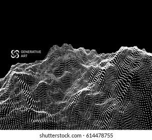 Abstract Vector Landscape Background. Cyberspace Grid. 3d Technology Vector Illustration.