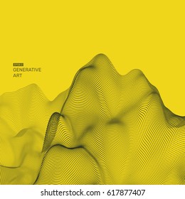 Abstract Vector Landscape Background. Cyberspace Grid. 3d Technology Vector Illustration.